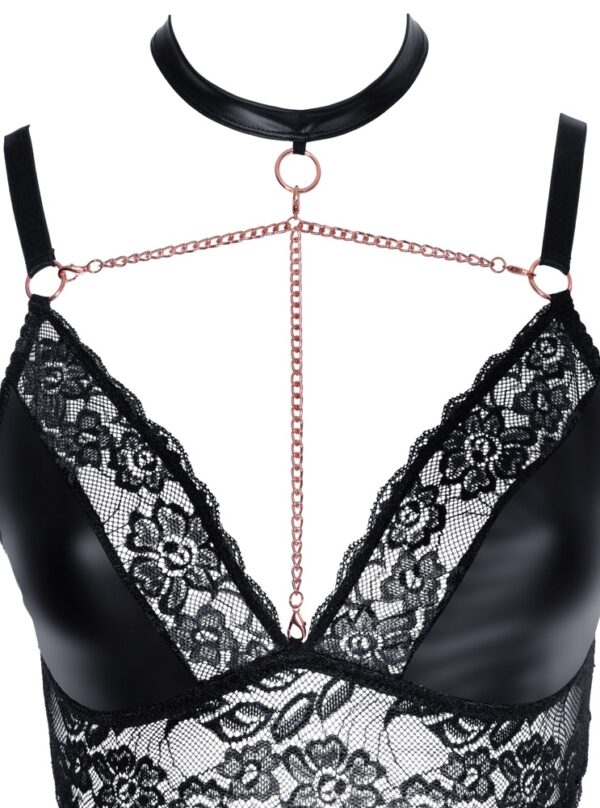 Cottelli CURVES Set Sutien și Slip cu Portjartier, Dantelă, Negru - imagine 6