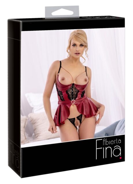 Abierta Fina Set Sutien Balconette și String Decupat Roșu