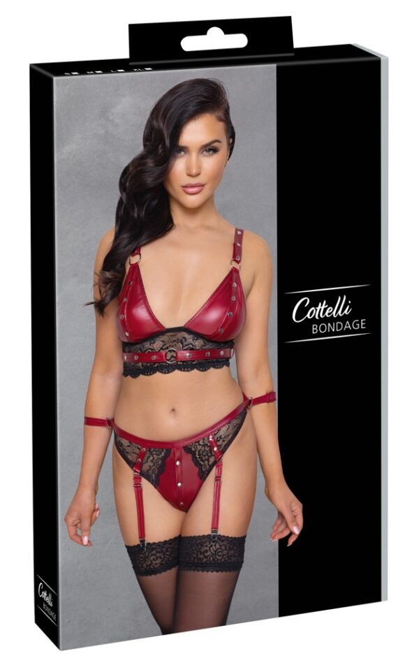 Cottelli BONDAGE Set Bralette și Slip cu Portjartier Bondage