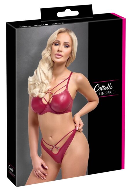 Cottelli LINGERIE Set Sutien cu Balene și Tanga Roșu Wet Look