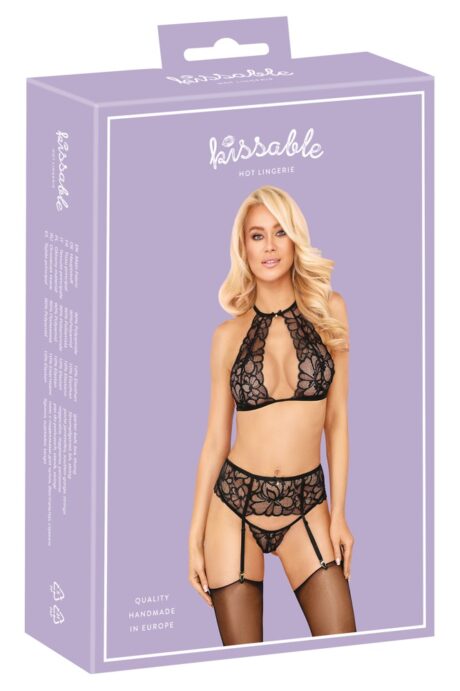 Kissable Set Sutien, Portjartier și String din Dantelă L/XL