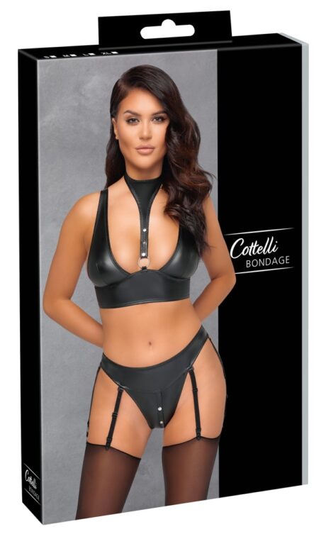 Cottelli BONDAGE Set Bralette și Tanga cu Portjartier Bondage