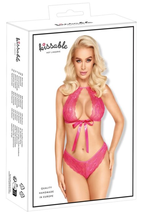 Kissable Set Sutien și Slip din Dantelă Roz L/XL