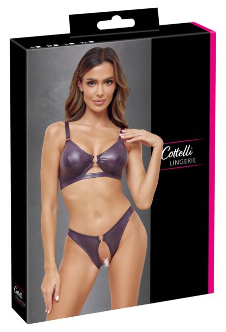 Cottelli LINGERIE Sutien și Slip Decupat Mov Wet Look