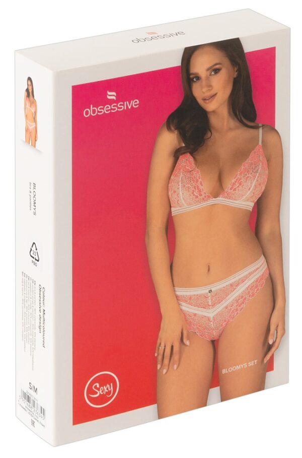 Obsessive Bloomys Set Sutien și Chilot din Dantelă