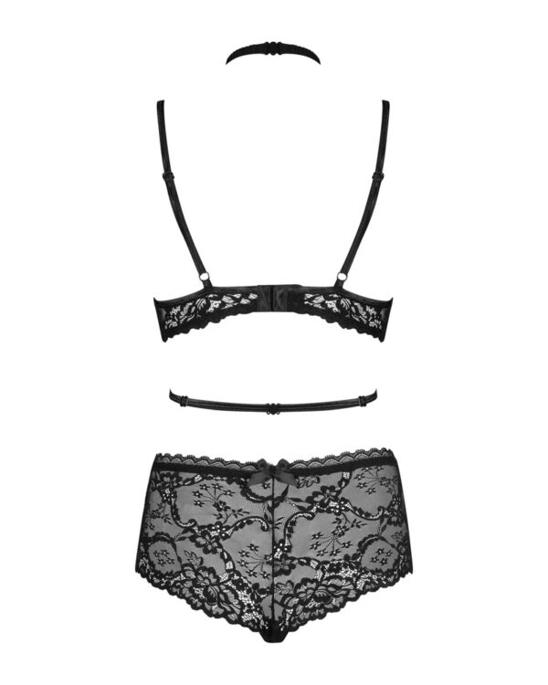 Obsessive Set Sutien și Pantaloni Scurți din Dantelă Neagră - imagine 4