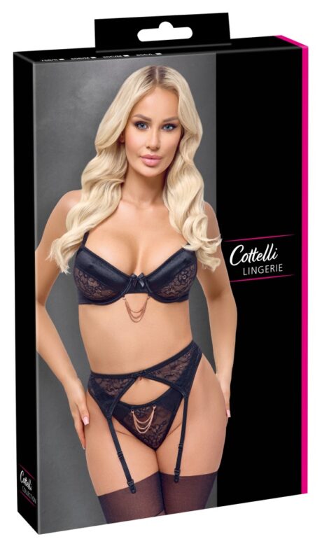 Set sutien cu portjartier și lanț Cottelli LINGERIE