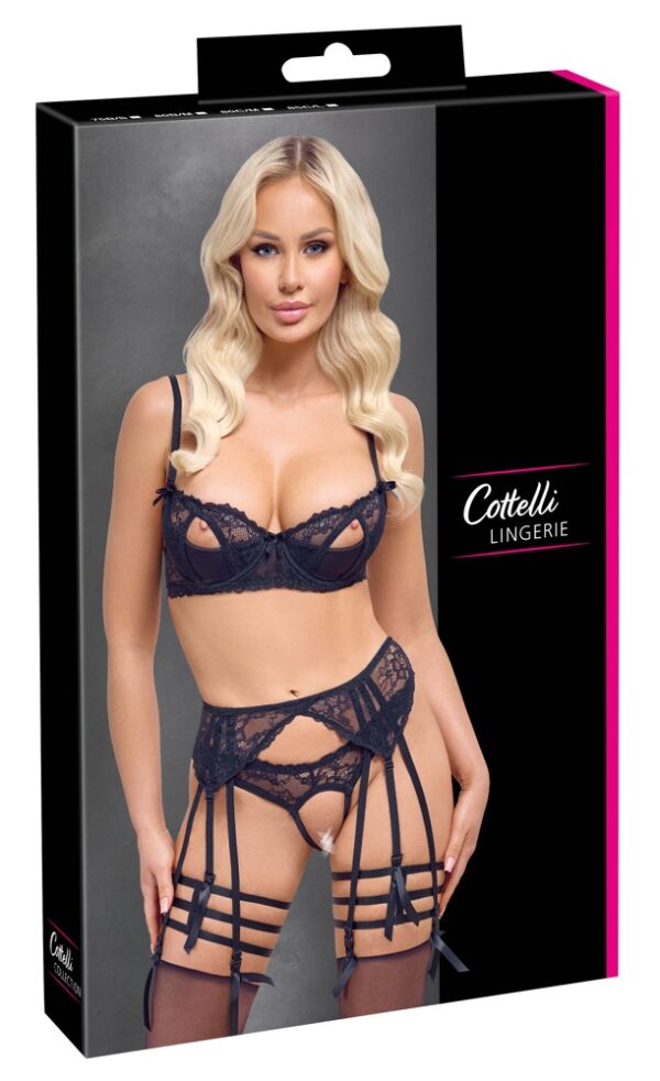Cottelli LINGERIE Set Sutien Portjartier Tanga și Jartiere