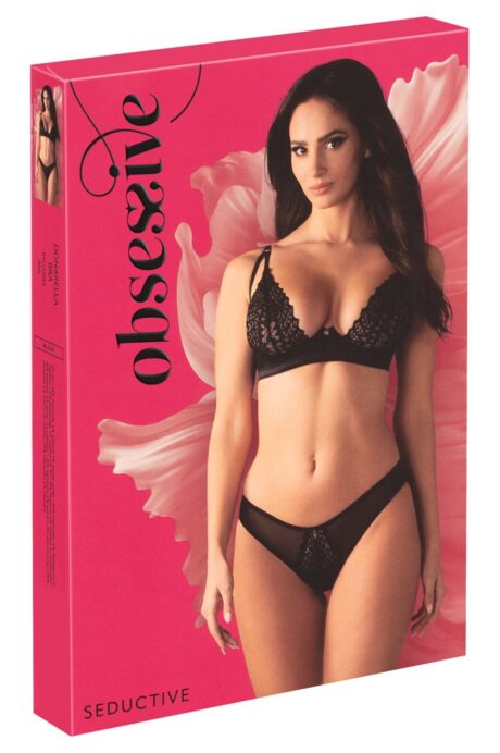 Sutien Negru Obsessive Donarella cu Balene și Tulle Brodat