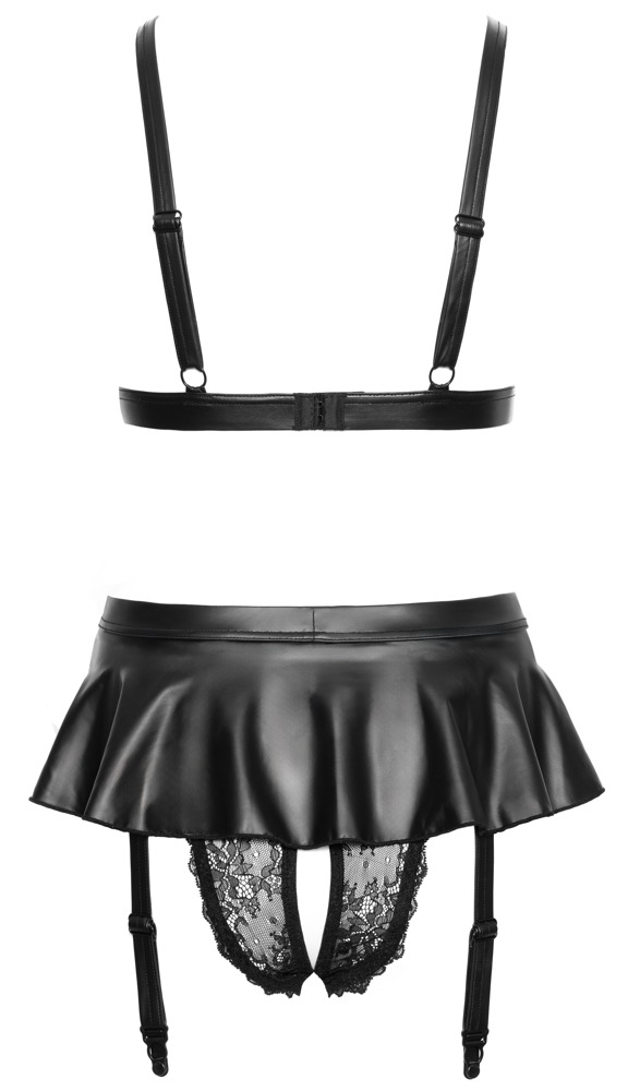 Set Sutien cu Portjartier Cottelli LINGERIE Negru din Dantelă - imagine 7