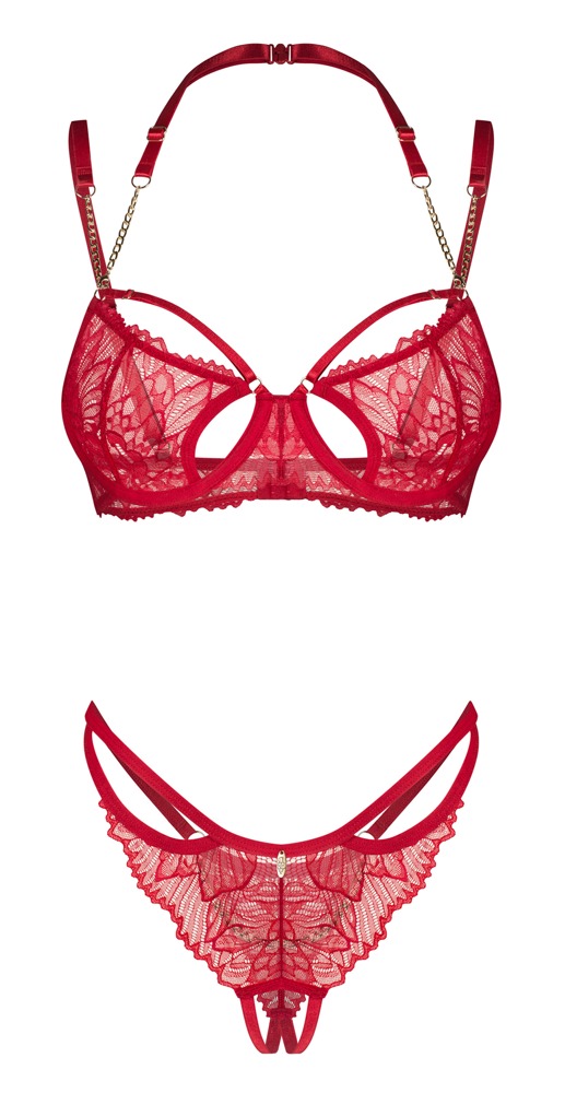 OBS Matildea Obsessive Set Roșu cu Sutien și Tanga - imagine 4