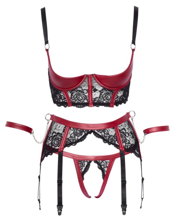 Set Balconette cu Portjartier Negru/Roșu - imagine 6