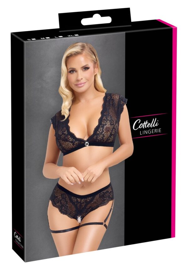 Cottelli LINGERIE Top și Slip Decupat din Dantelă