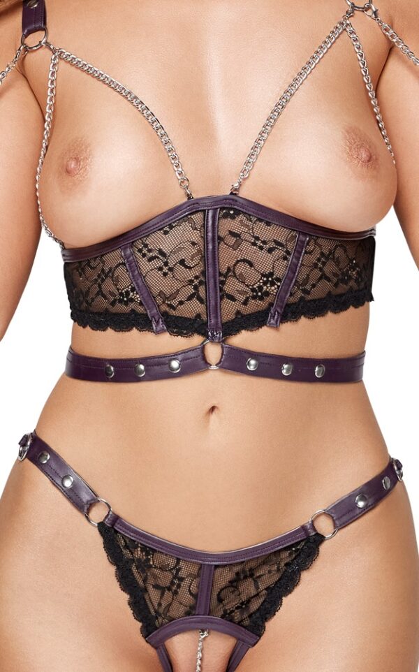Cottelli BONDAGE Set Top, Slip Decupat și Manșete Bondage - imagine 8