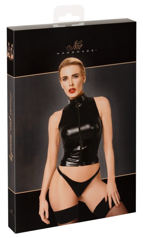 Top Noir Project Fetish cu Fermoar Frontal