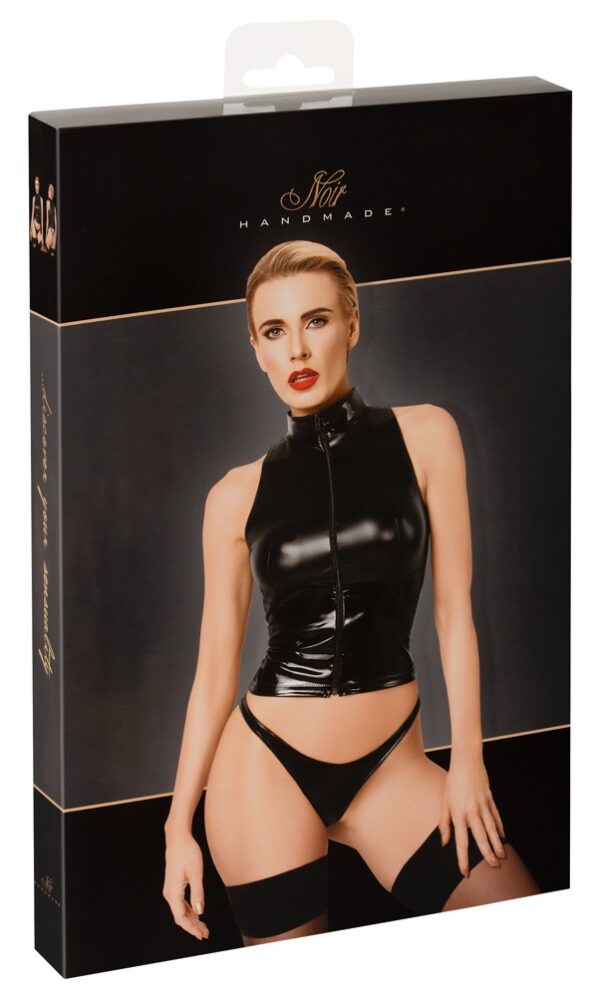 Top Noir Project Fetish cu Fermoar Frontal