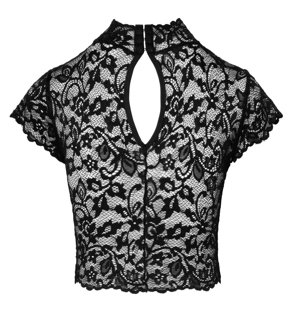 Noir Libido Top Crop din Dantelă Neagră cu Guler Înalt - imagine 5