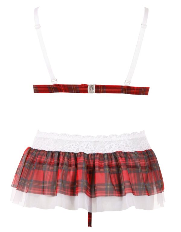 Cottelli Set Top și Fustă Mini în Carouri Roșii cu Dantelă și Tulle - imagine 7