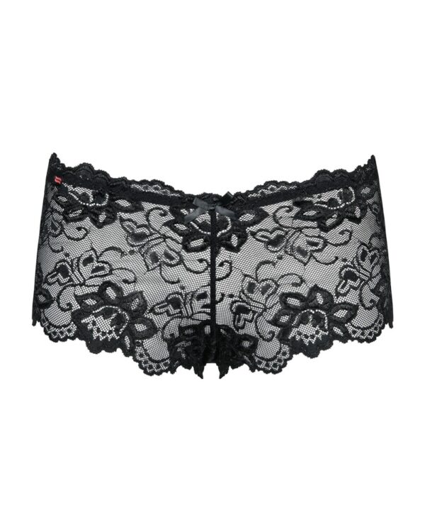 Obsessive Pantaloni Scurți din Dantelă Florală Elastică cu Fundă, Negru - imagine 7
