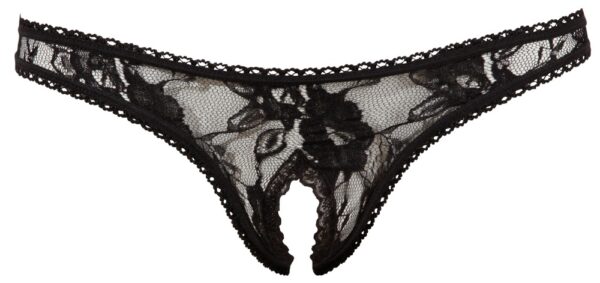 Tanga Negru din Dantelă Florală cu Decupaj Intim - imagine 8