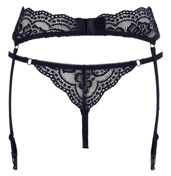 Cottelli Lingerie Set Tanga și Portjartier Negru din Dantelă - imagine 5