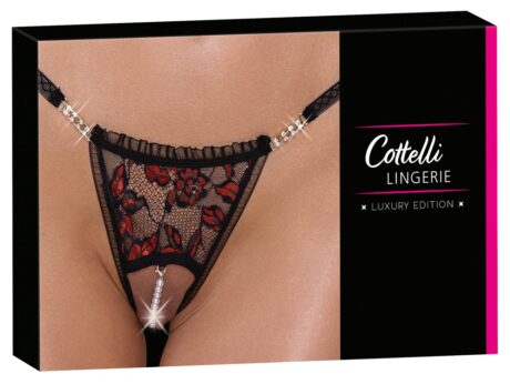 Tanga cu Decupaj Intim și Lanț din Perle Cottelli LINGERIE