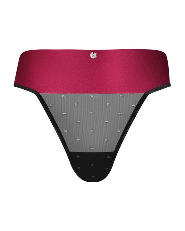 Tanga Obsessive Tienesy Negru cu Fundă Roșie și Pandantiv - imagine 3