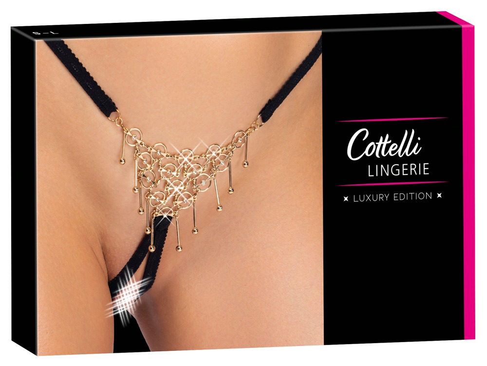 Cottelli LINGERIE Tanga Decoration cu Bijuterii și Strasuri S-L
