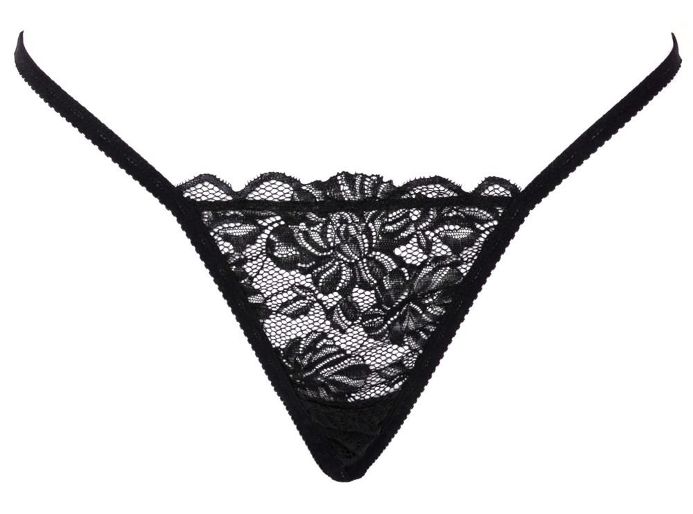 Cottelli LINGERIE Tanga Rhinestones cu Dantelă și Inimă din Strasuri S-L - imagine 5