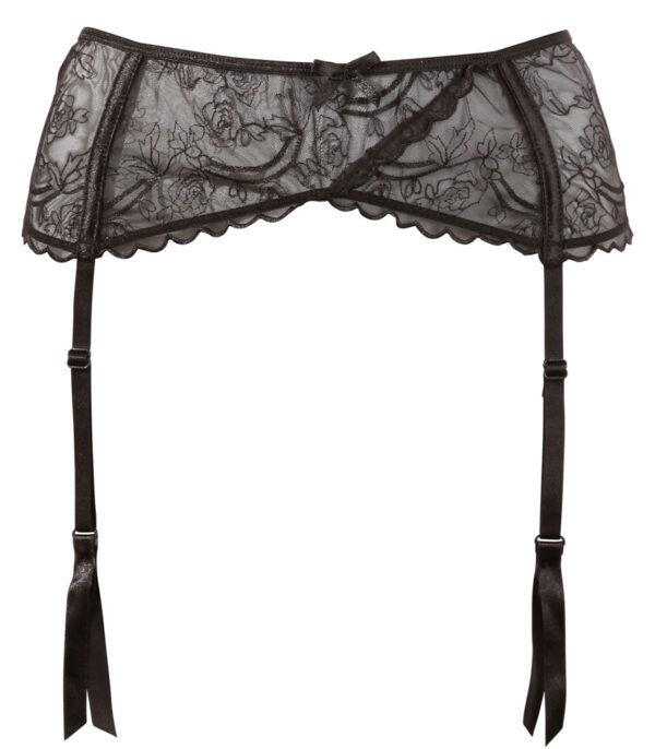 Cottelli Portjartier Negru Transparent cu Broderie și 4 Bretele Ajustabile - imagine 4