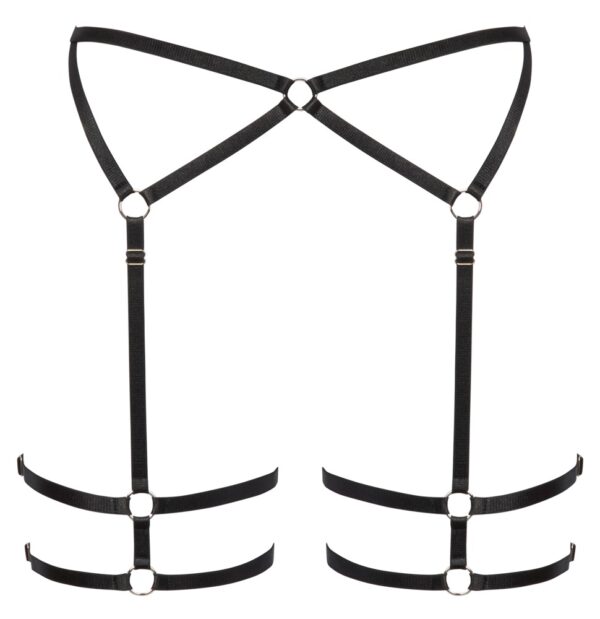 Cottelli Lingerie Portjartier Negru S cu Bretele și Inele Argintii - imagine 5