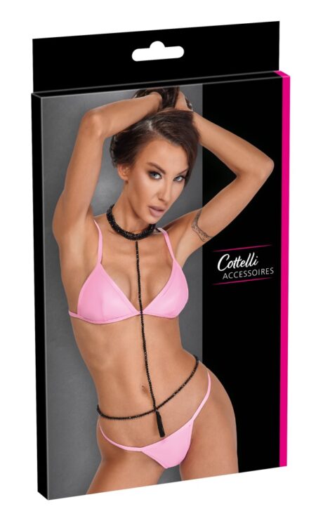 Choker cu Lanț Bikini S–L – 3 Rânduri de Perle și Ciucure