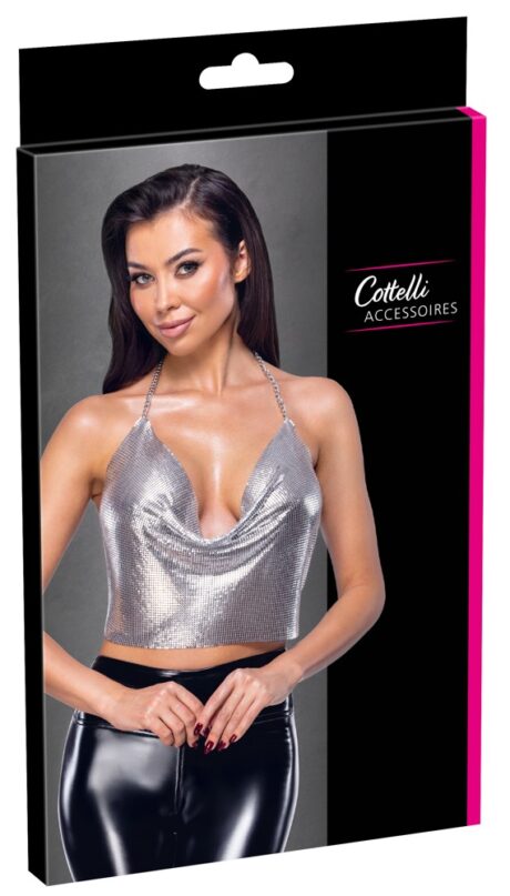 Top Metalic Argintiu Cottelli ACCESSOIRES – Halter cu Spatele Decupat