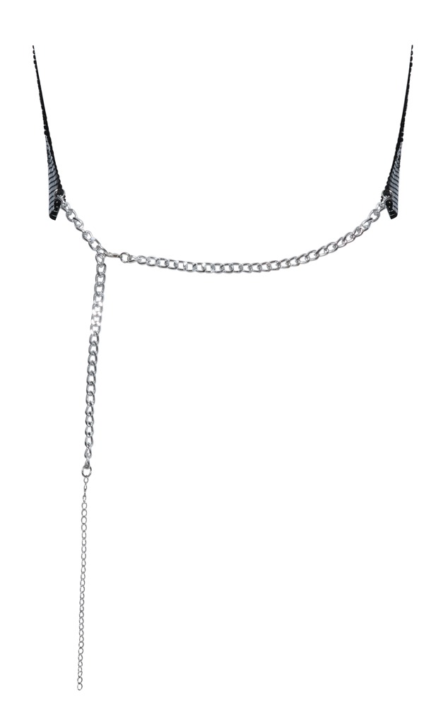 Metal Top Negru cu Decolteu Cowl și Lanțuri Ajustabile - imagine 7