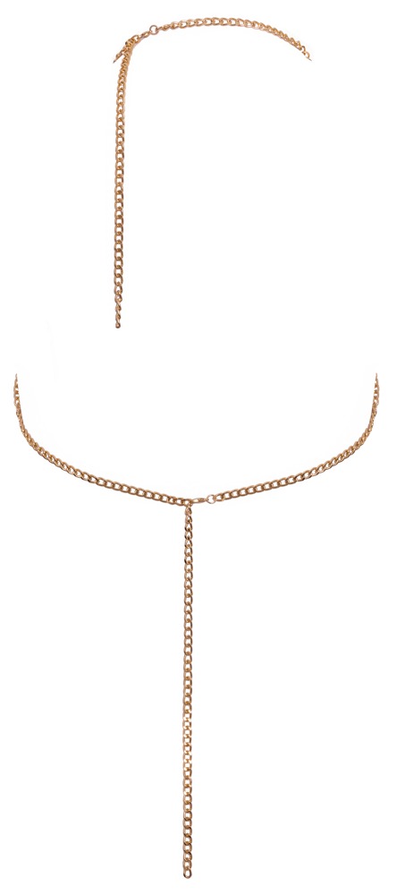 Body Chain Auriu cu Lanțuri Decorative pentru Bust și Talie - imagine 8