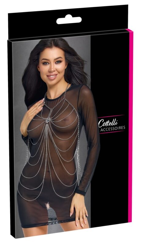 Body Chain Argintiu Cottelli ACCESSOIRES cu Bijuterie