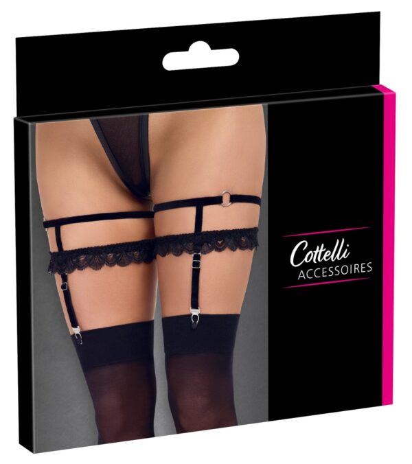 Garters x 2 Negre din Catifea și Dantelă cu Bretele Detașabile