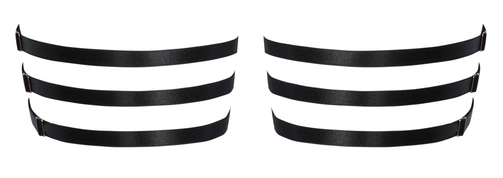 Cottelli Accessories Garters Negre Triplu Strat cu Strasuri și Bretele Detașabile - imagine 5