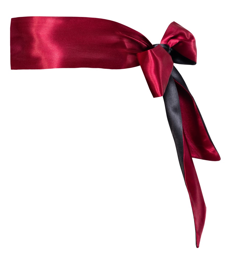 Bondage Scarf Roșu Negru din Satin 150 cm pentru Mască și Restricționare - imagine 6