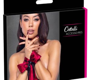 Bondage Scarf Roșu Negru din Satin 150 cm pentru Mască și Restricționare