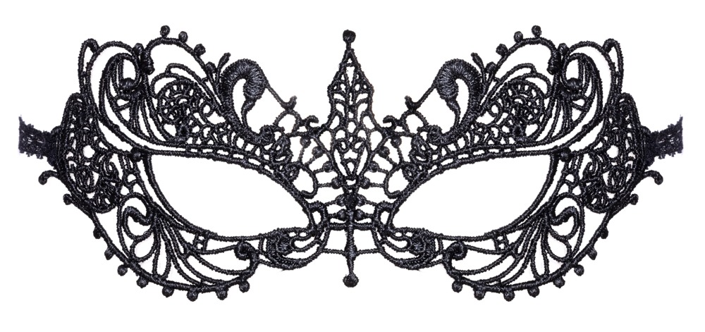 Cottelli Accessories Mască pentru Ochi Neagră Brodată cu Panglici din Dantelă - imagine 4