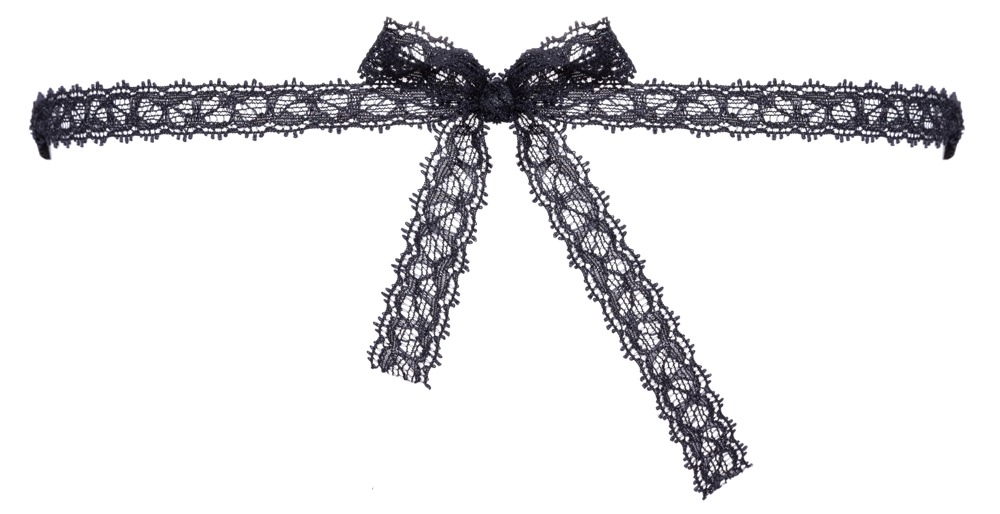 Cottelli Accessories Mască pentru Ochi Neagră Brodată cu Panglici din Dantelă - imagine 5