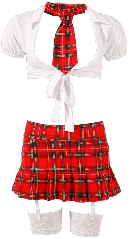 School Set Ținută Școlară cu Bluză Fustă Plisată Cravată și Ciorapi - imagine 4