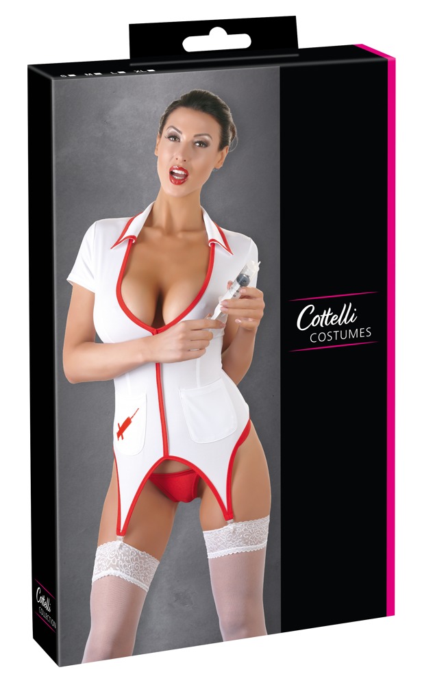 Nurse Ținută Asistentă cu Corset Tip Basque și Portjartier