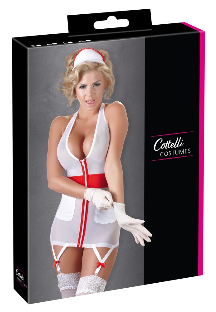 Nurse Cottelli COSTUMES Rochie Asistentă Albă cu Detalii Roșii
