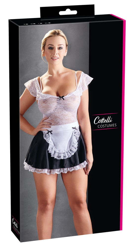 Cottelli Costumes Rochie Maid Neagră cu Dantelă Albă și Șorț