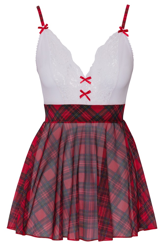 Rochie Plaid Cottelli Costumes cu Bretele Ajustabile și Choker - imagine 7
