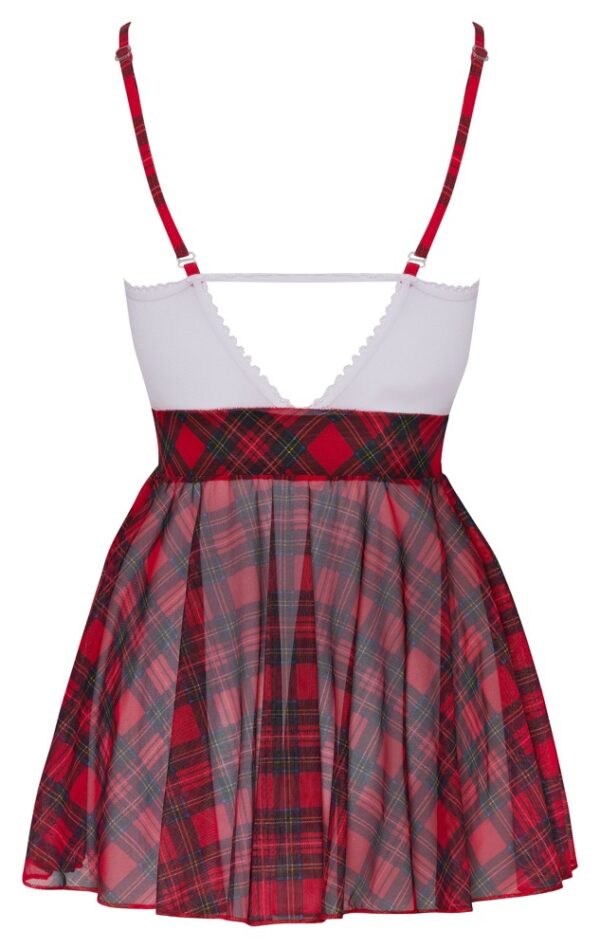 Rochie Plaid Cottelli Costumes cu Bretele Ajustabile și Choker - imagine 8