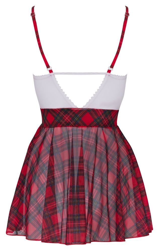 Rochie Plaid Cottelli Costumes cu Bretele Ajustabile și Choker - imagine 8