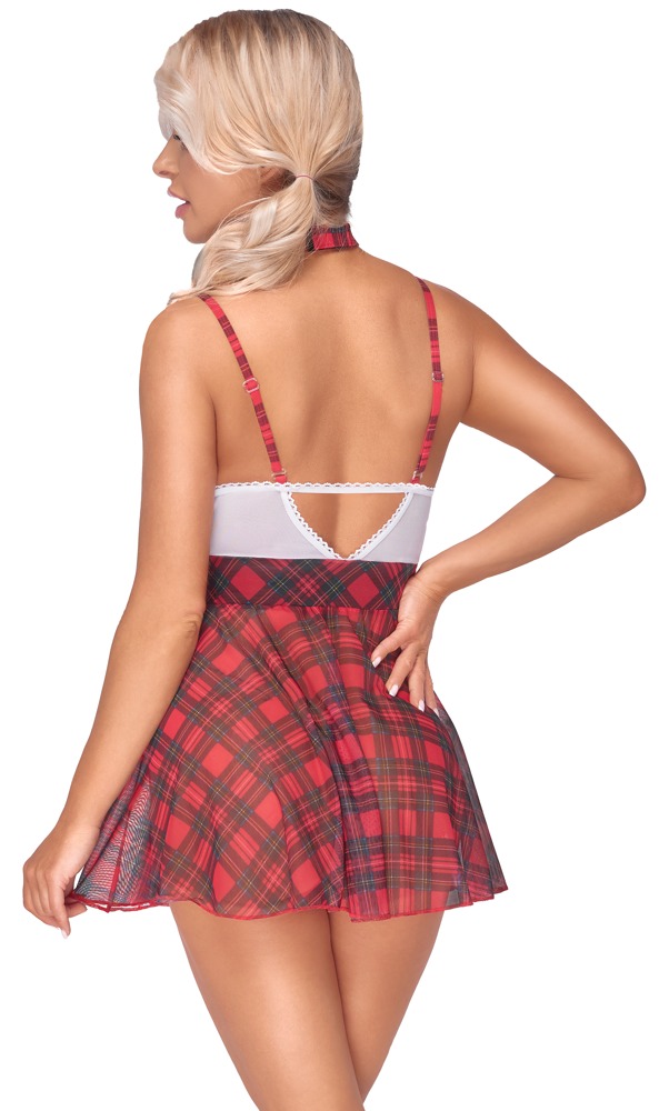 Rochie Plaid Cottelli Costumes cu Bretele Ajustabile și Choker - imagine 4